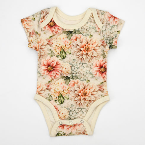 Organic Cotton Short Sleeve Baby Bodysuit, Mirabelle Organic Earthy Clothing